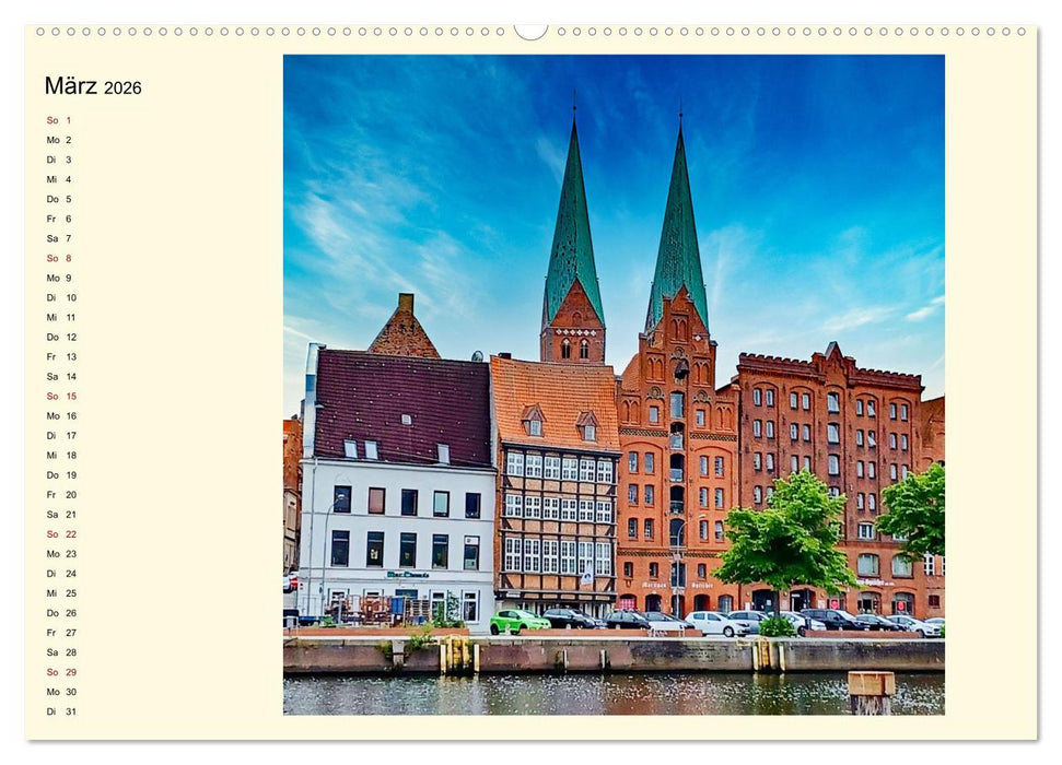 Lübeck, Stadt auf der Insel (CALVENDO Premium Wandkalender 2026)