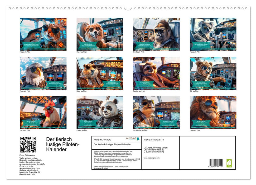Der tierisch lustige Piloten-Kalender (CALVENDO Wandkalender 2026)