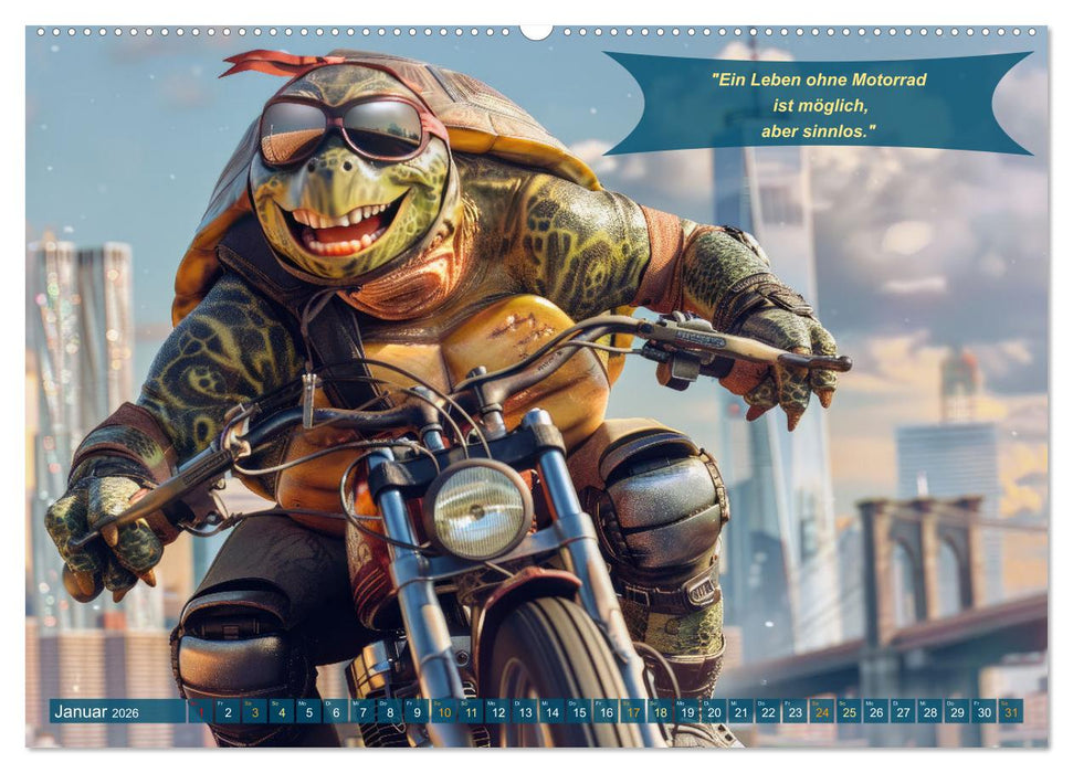 Tierisch lustige Motorradfahrer (CALVENDO Wandkalender 2026)