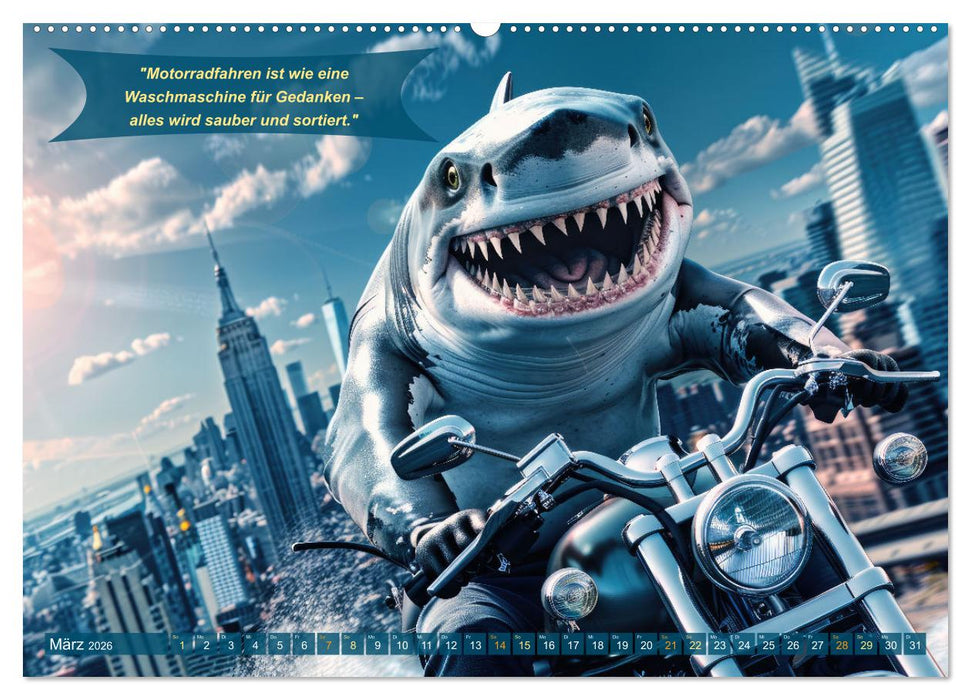 Tierisch lustige Motorradfahrer (CALVENDO Wandkalender 2026)