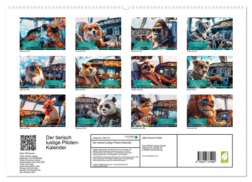 Der tierisch lustige Piloten-Kalender (CALVENDO Premium Wandkalender 2026)