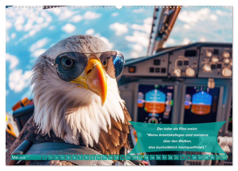 Der tierisch lustige Piloten-Kalender (CALVENDO Premium Wandkalender 2026)