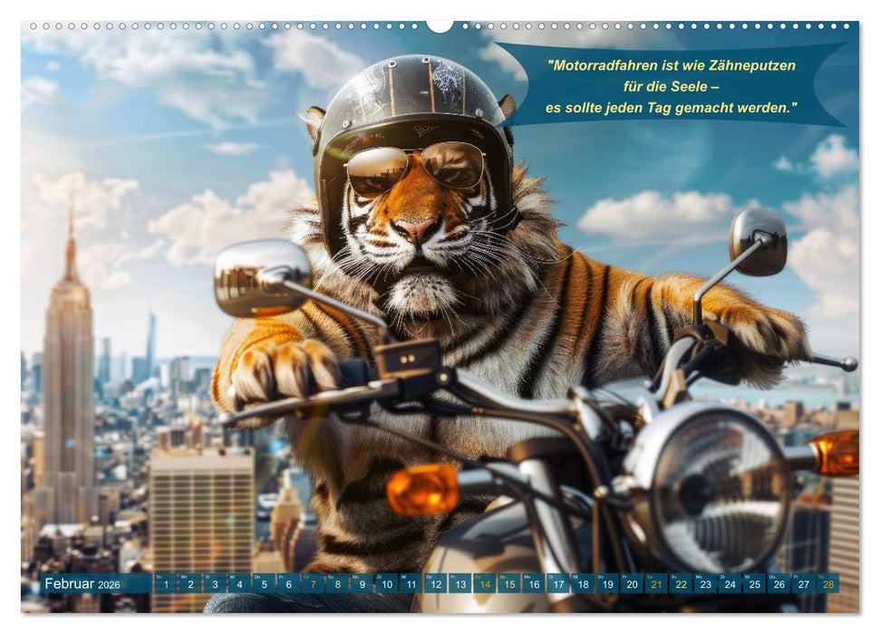 Tierisch lustige Motorradfahrer (CALVENDO Premium Wandkalender 2026)
