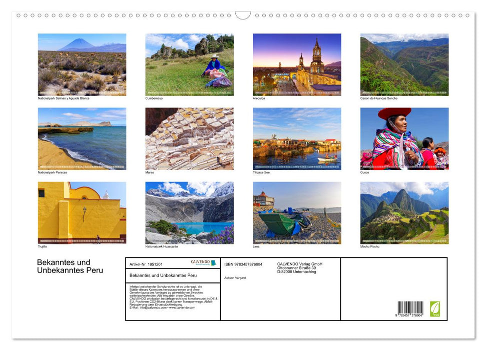 Bekanntes und Unbekanntes Peru (CALVENDO Wandkalender 2026)