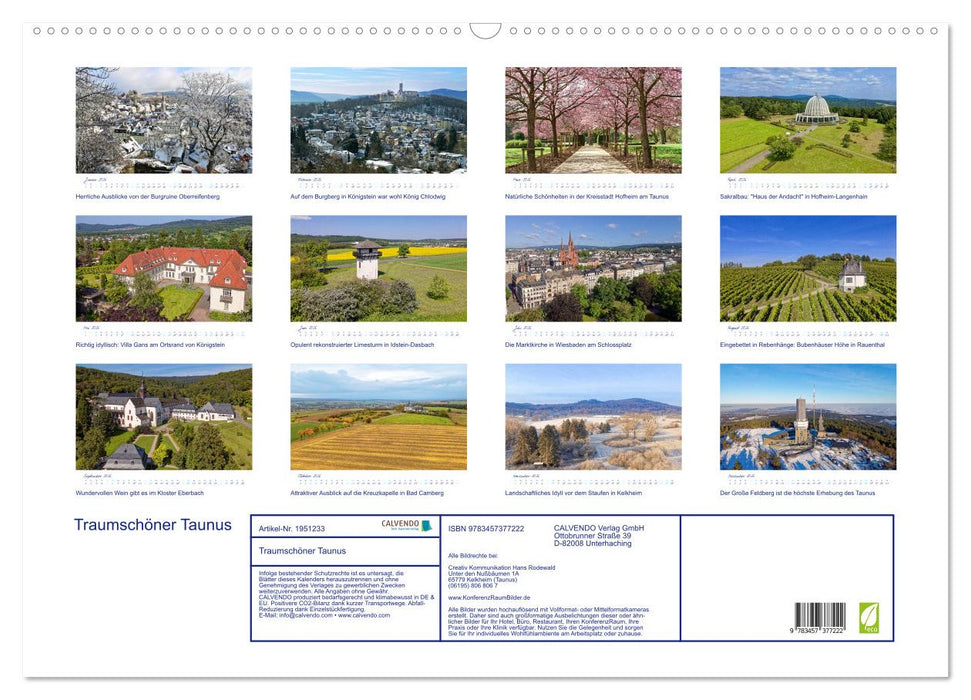 Traumschöner Taunus (CALVENDO Wandkalender 2026)