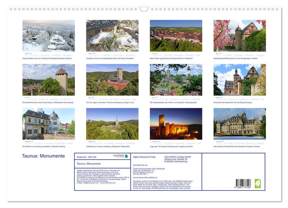 Taunus: Monumente (CALVENDO Wandkalender 2026)