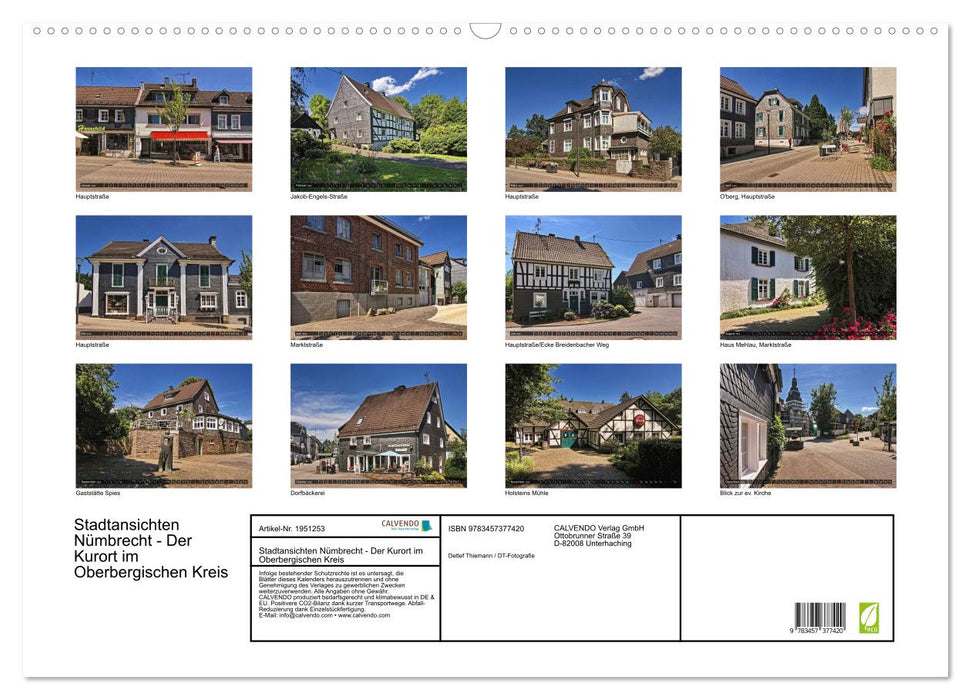 Stadtansichten Nümbrecht - Der Kurort im Oberbergischen Kreis (CALVENDO Wandkalender 2026)