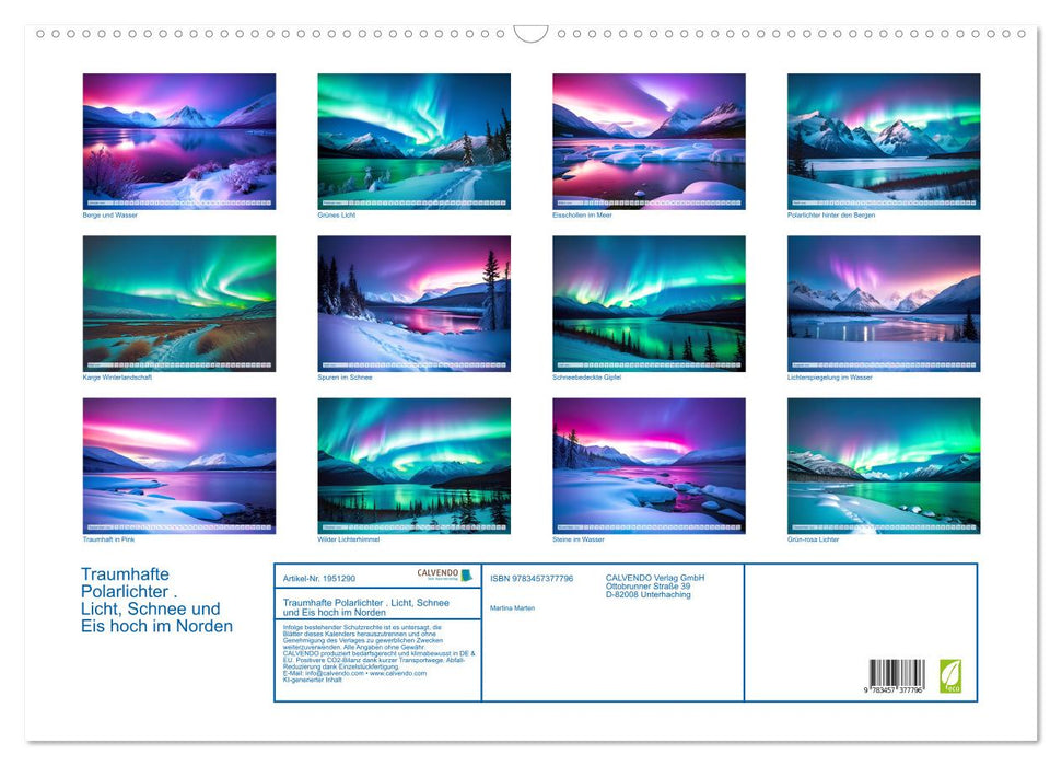 Traumhafte Polarlichter . Licht, Schnee und Eis hoch im Norden (CALVENDO Wandkalender 2026)