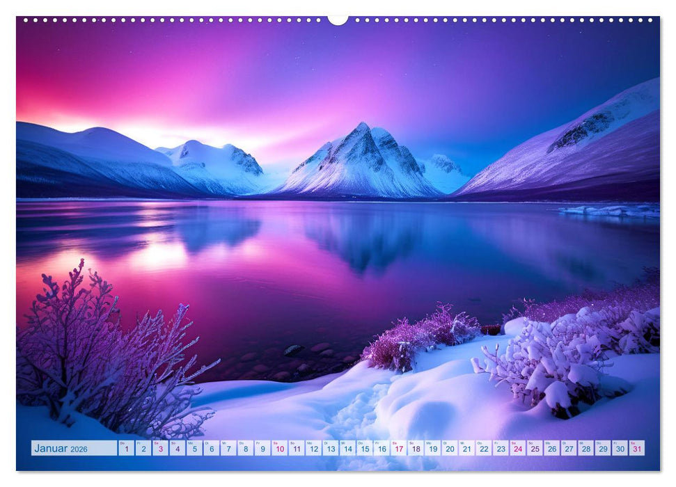 Traumhafte Polarlichter . Licht, Schnee und Eis hoch im Norden (CALVENDO Wandkalender 2026)