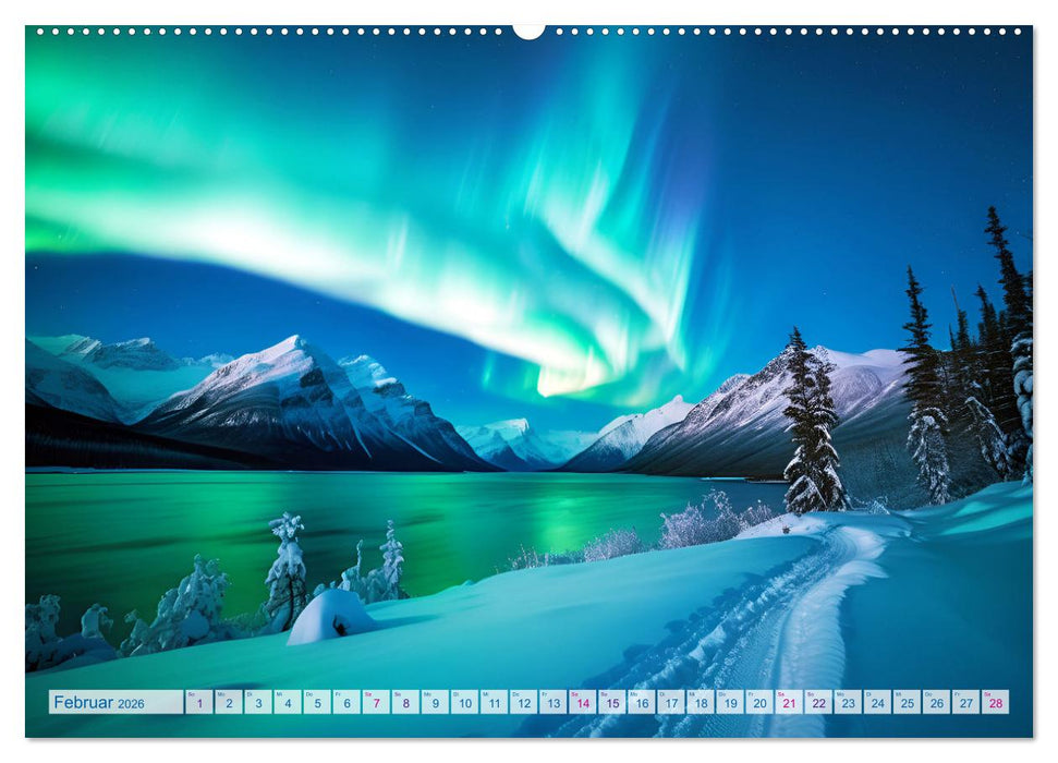 Traumhafte Polarlichter . Licht, Schnee und Eis hoch im Norden (CALVENDO Wandkalender 2026)
