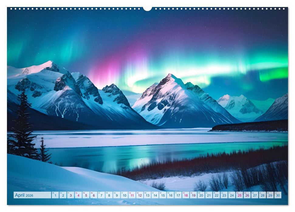 Traumhafte Polarlichter . Licht, Schnee und Eis hoch im Norden (CALVENDO Wandkalender 2026)
