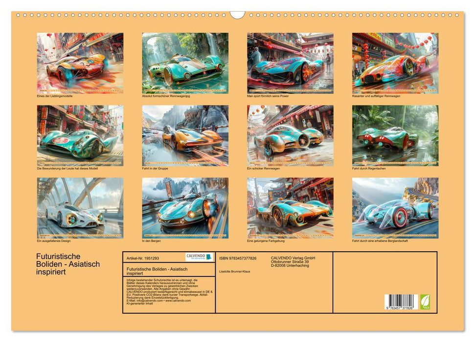 Futuristische Boliden - Asiatisch inspiriert (CALVENDO Wandkalender 2026)