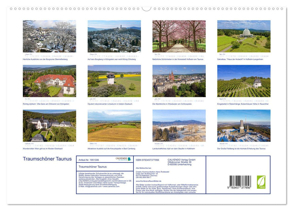 Traumschöner Taunus (CALVENDO Premium Wandkalender 2026)