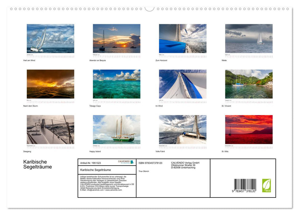 Karibische Segelträume (CALVENDO Premium Wandkalender 2026)