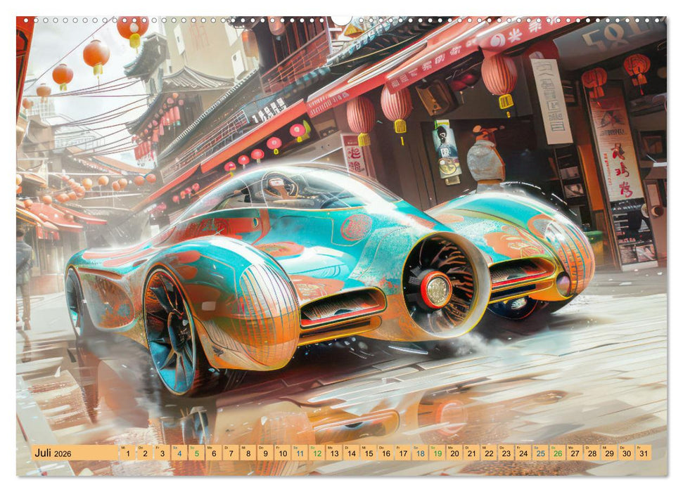 Futuristische Boliden - Asiatisch inspiriert (CALVENDO Premium Wandkalender 2026)