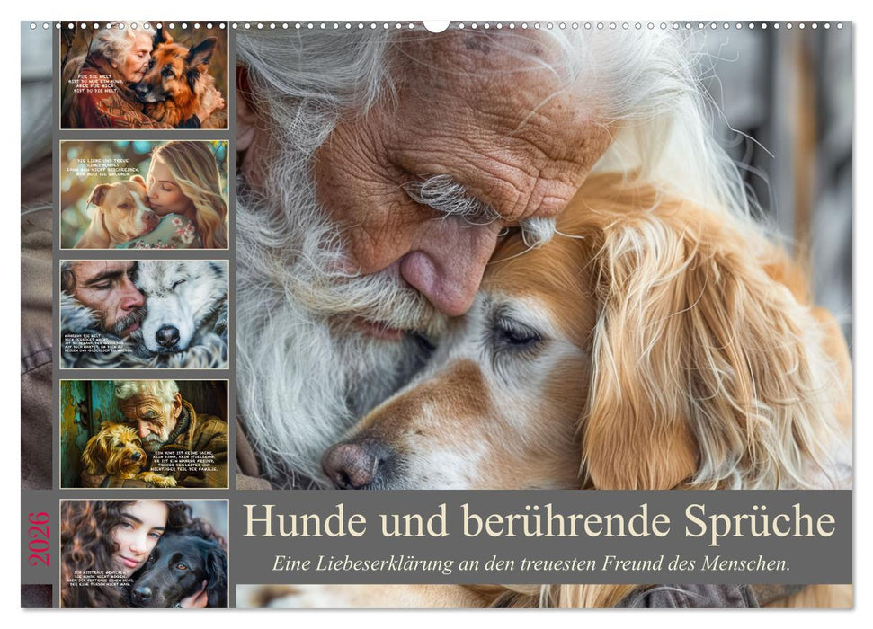 Hunde und berührende Sprüche (CALVENDO Wandkalender 2026)