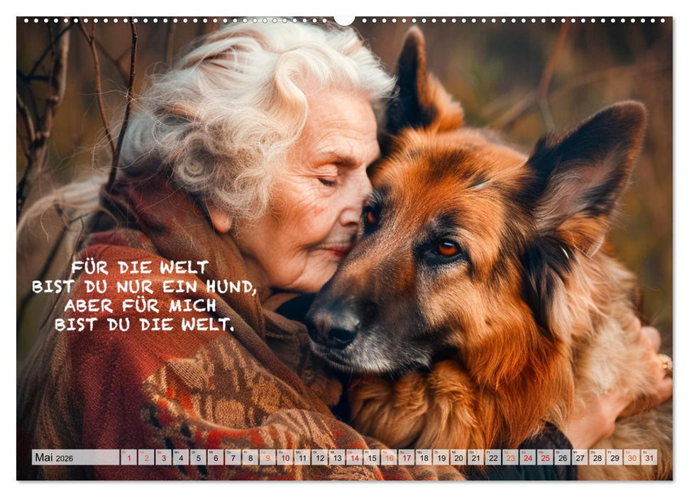 Hunde und berührende Sprüche (CALVENDO Wandkalender 2026)