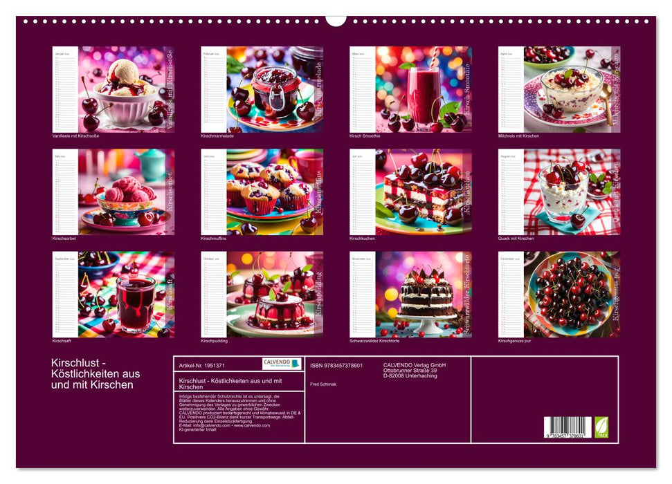 Kirschlust - Köstlichkeiten aus und mit Kirschen (CALVENDO Wandkalender 2026)