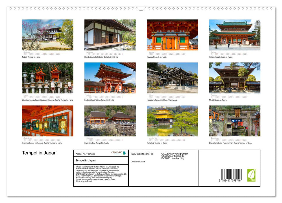 Tempel in Japan (CALVENDO Premium Wandkalender 2026)