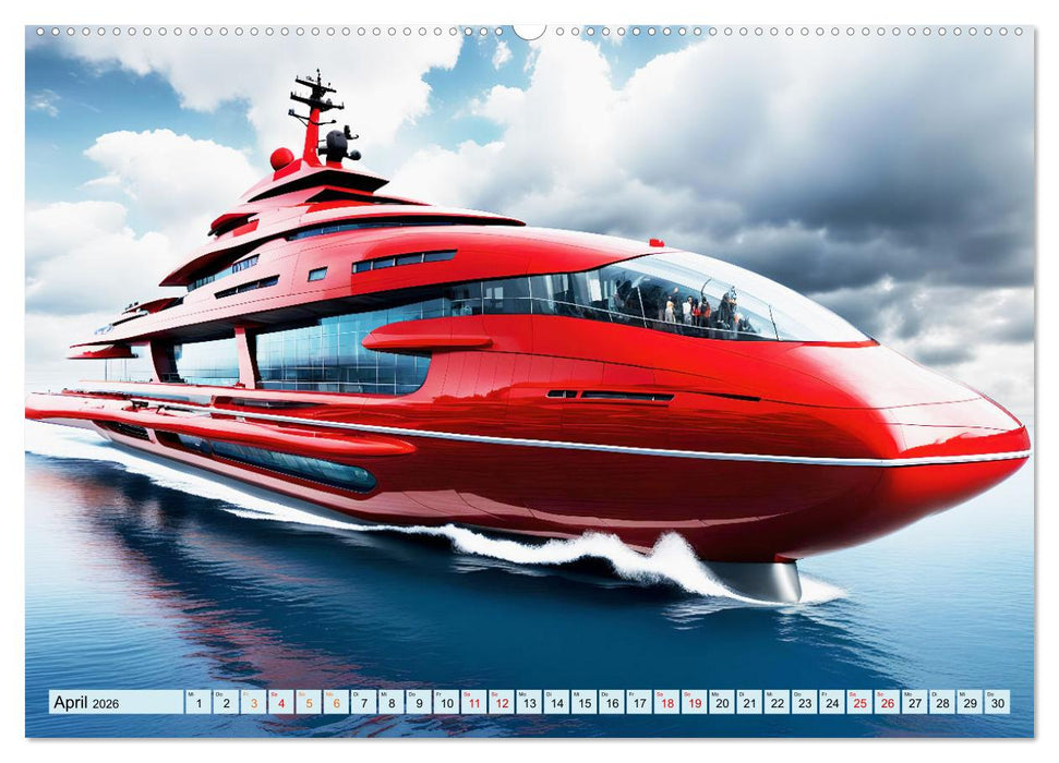 Wogen der Zukunft - Futuristische Jachten (CALVENDO Wandkalender 2026)