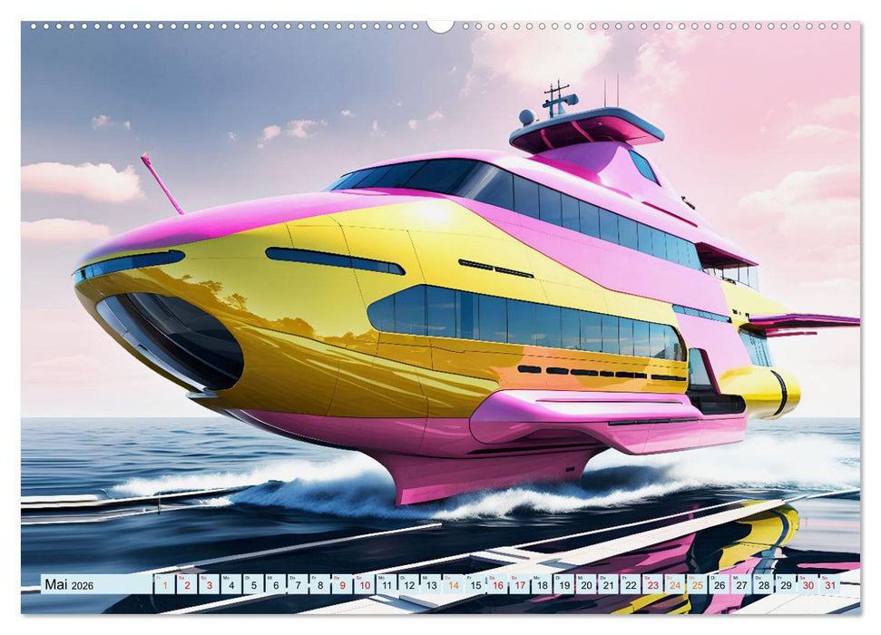Wogen der Zukunft - Futuristische Jachten (CALVENDO Wandkalender 2026)