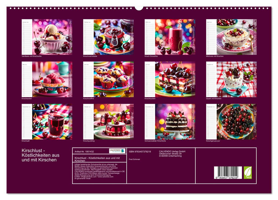 Kirschlust - Köstlichkeiten aus und mit Kirschen (CALVENDO Premium Wandkalender 2026)