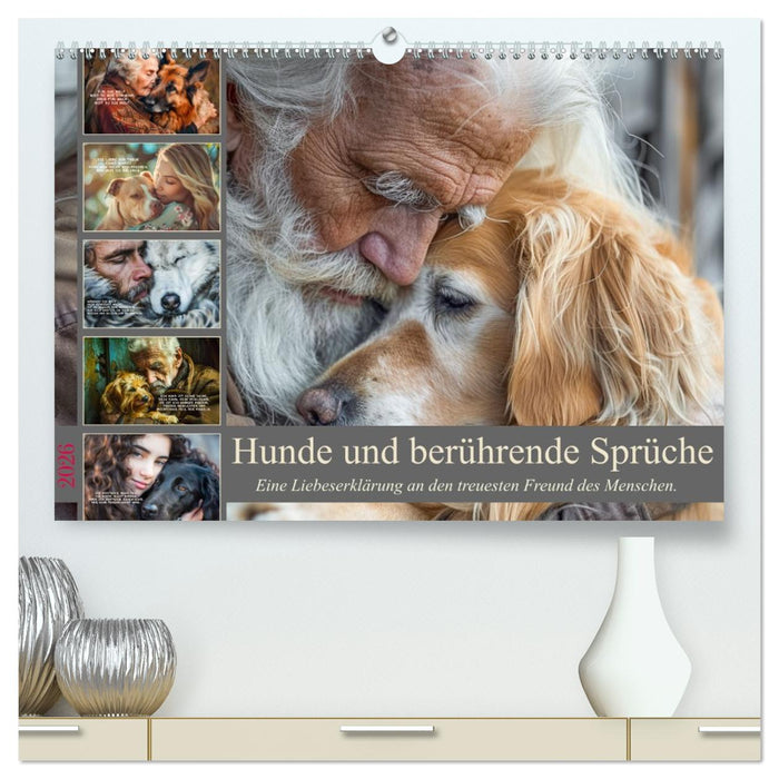 Hunde und berührende Sprüche (CALVENDO Premium Wandkalender 2026)