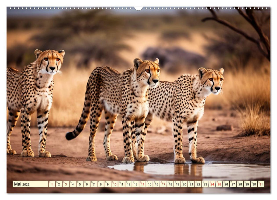 Geparden - die schnellsten Jäger der Welt (CALVENDO Premium Wandkalender 2026)