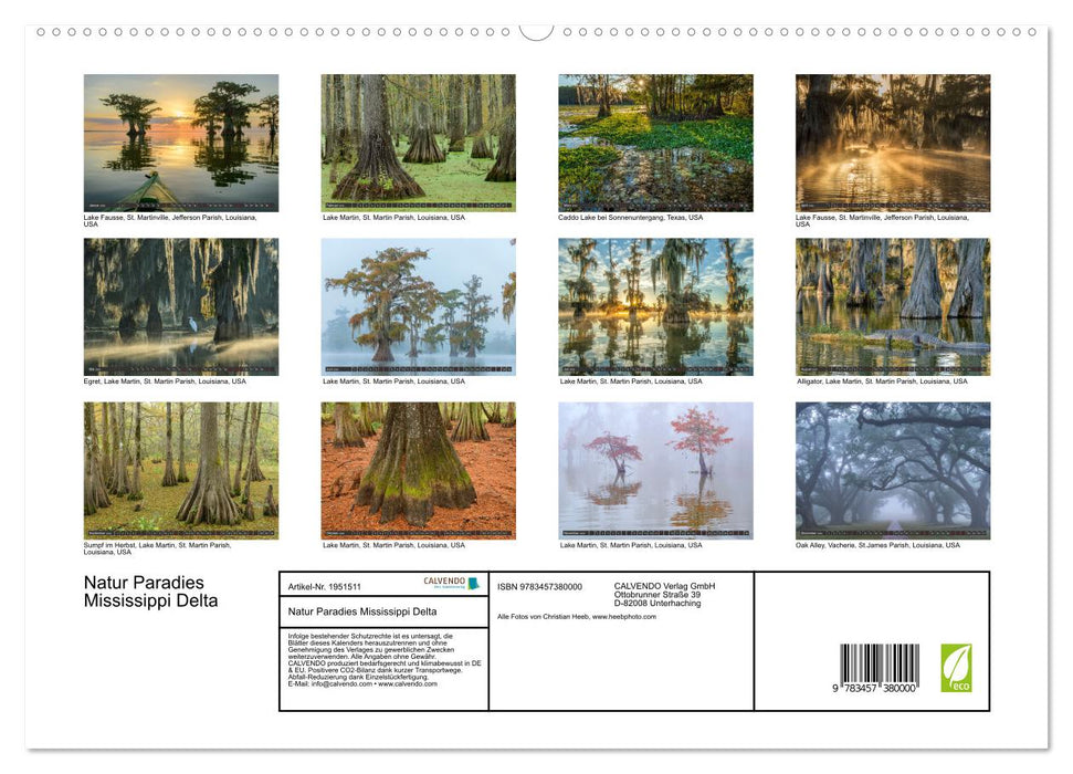 Natur Paradies Mississippi Delta (CALVENDO Premium Wandkalender 2026)