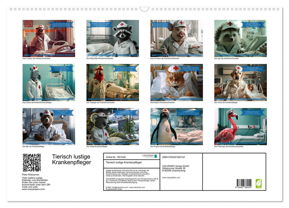 Tierisch lustige Krankenpfleger (CALVENDO Wandkalender 2026)
