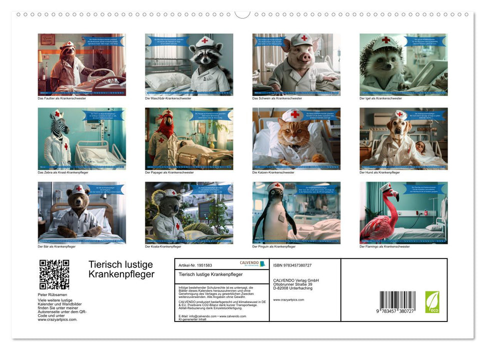 Tierisch lustige Krankenpfleger (CALVENDO Premium Wandkalender 2026)