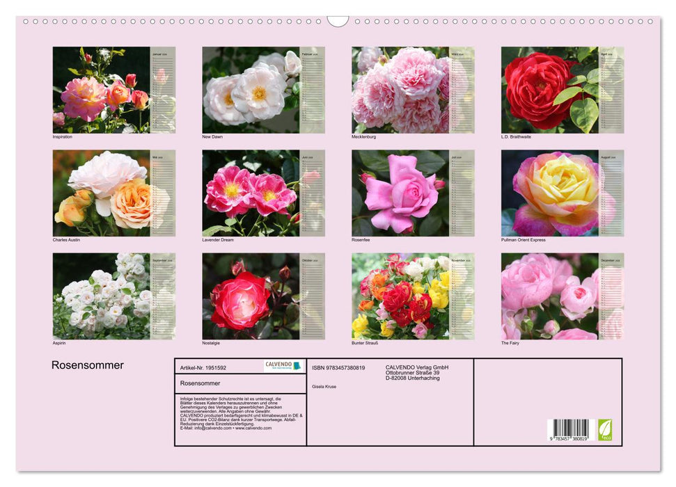Rosensommer (CALVENDO Wandkalender 2026)