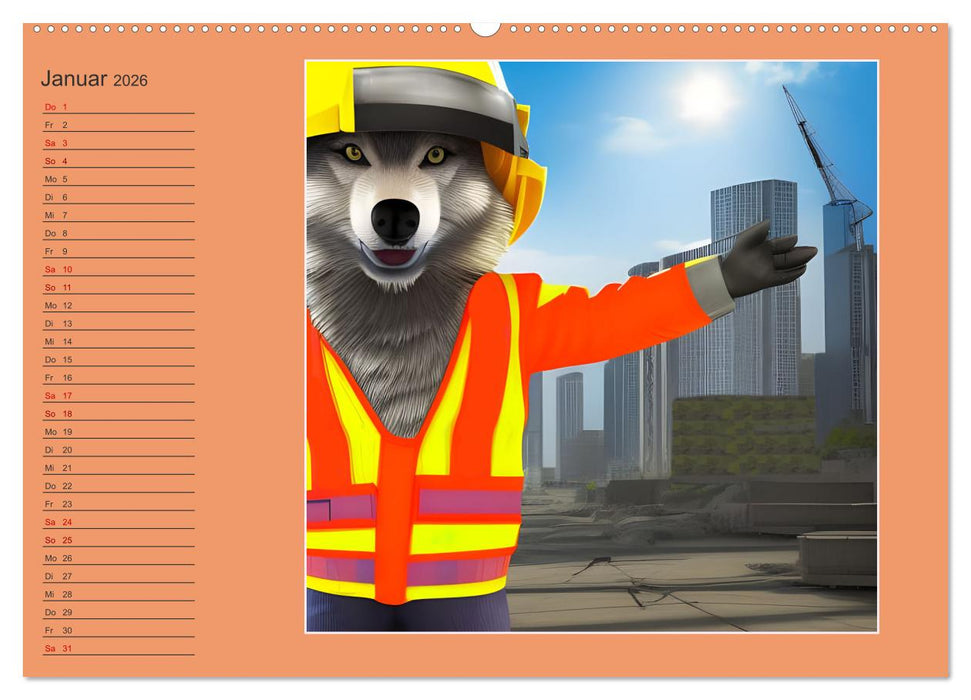 Tierisch süße Bauarbeiter (CALVENDO Premium Wandkalender 2026)