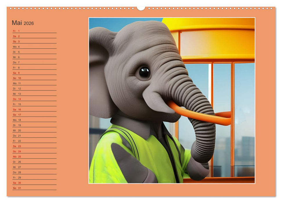 Tierisch süße Bauarbeiter (CALVENDO Premium Wandkalender 2026)