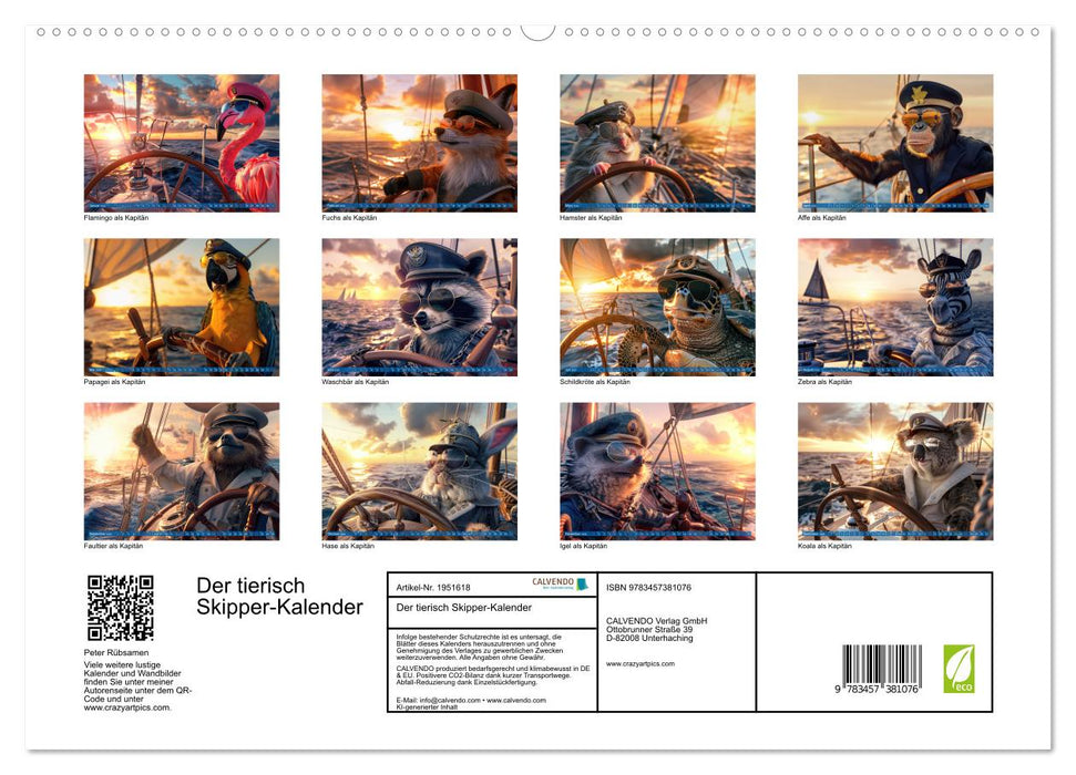 Der tierisch Skipper-Kalender (CALVENDO Premium Wandkalender 2026)