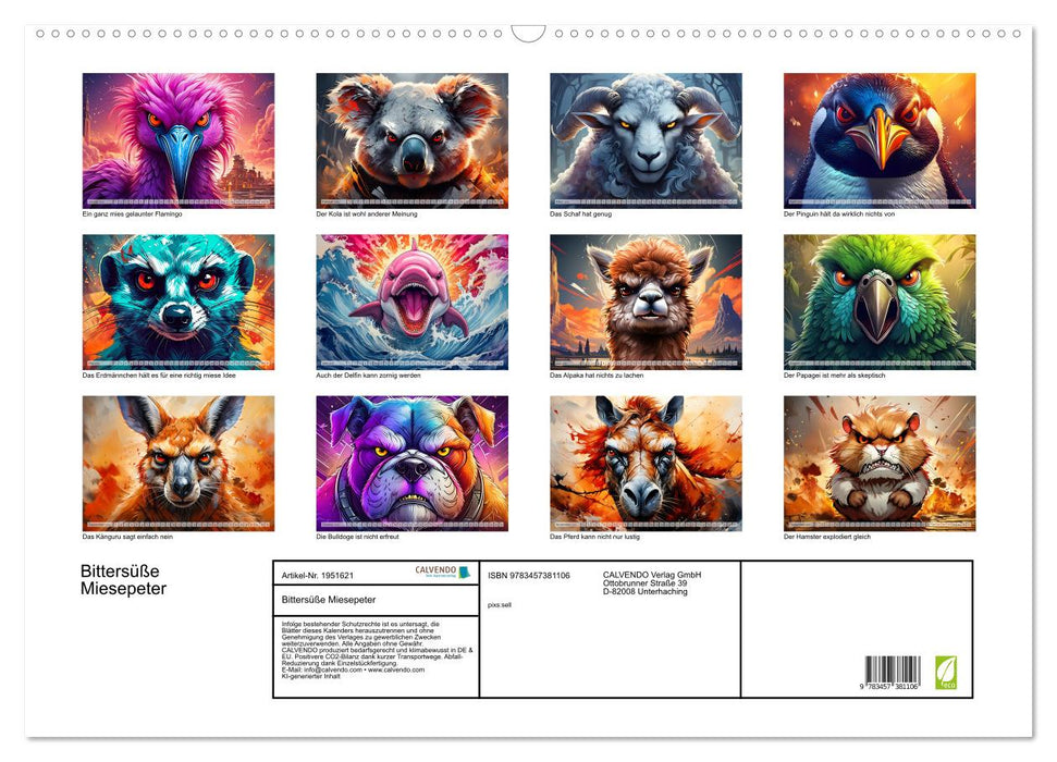 Bittersüße Miesepeter (CALVENDO Wandkalender 2026)