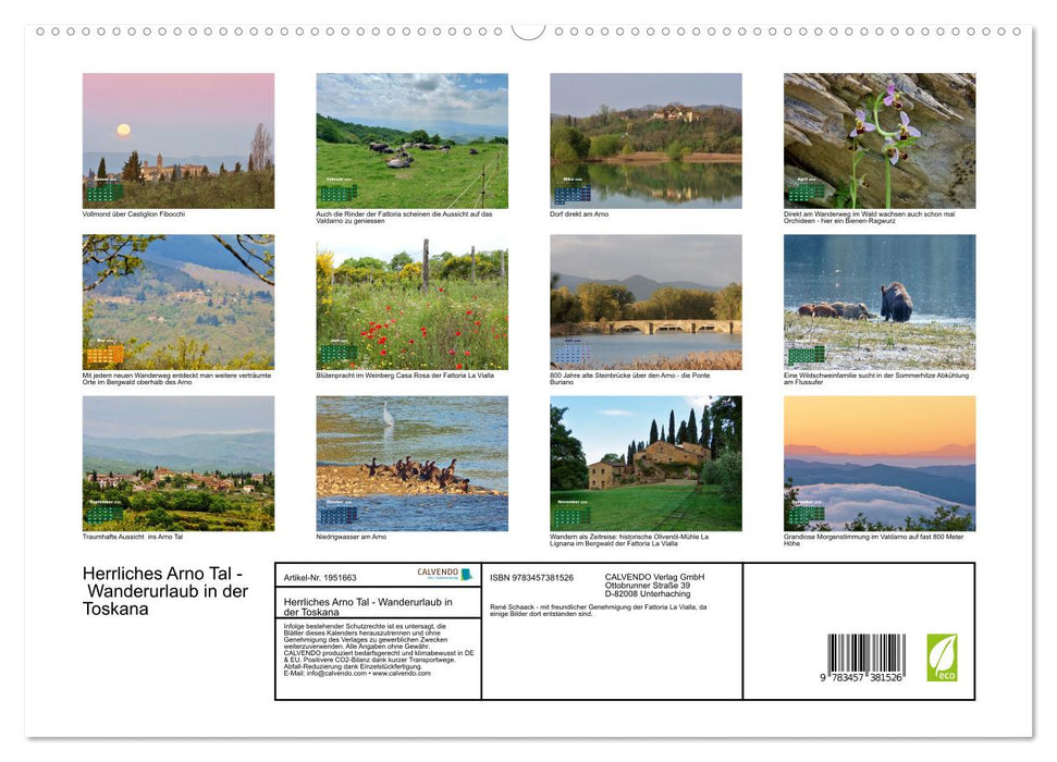Herrliches Arno Tal - Wanderurlaub in der Toskana (CALVENDO Premium Wandkalender 2026)