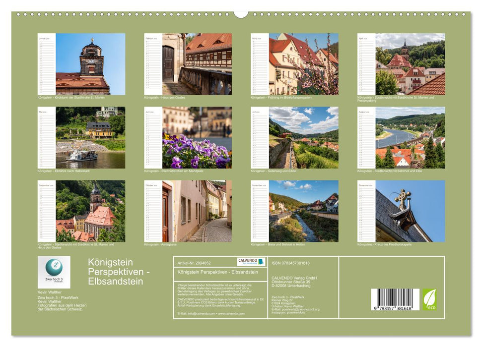 Königstein Perspektiven - Elbsandstein (CALVENDO Premium Wandkalender 2026)