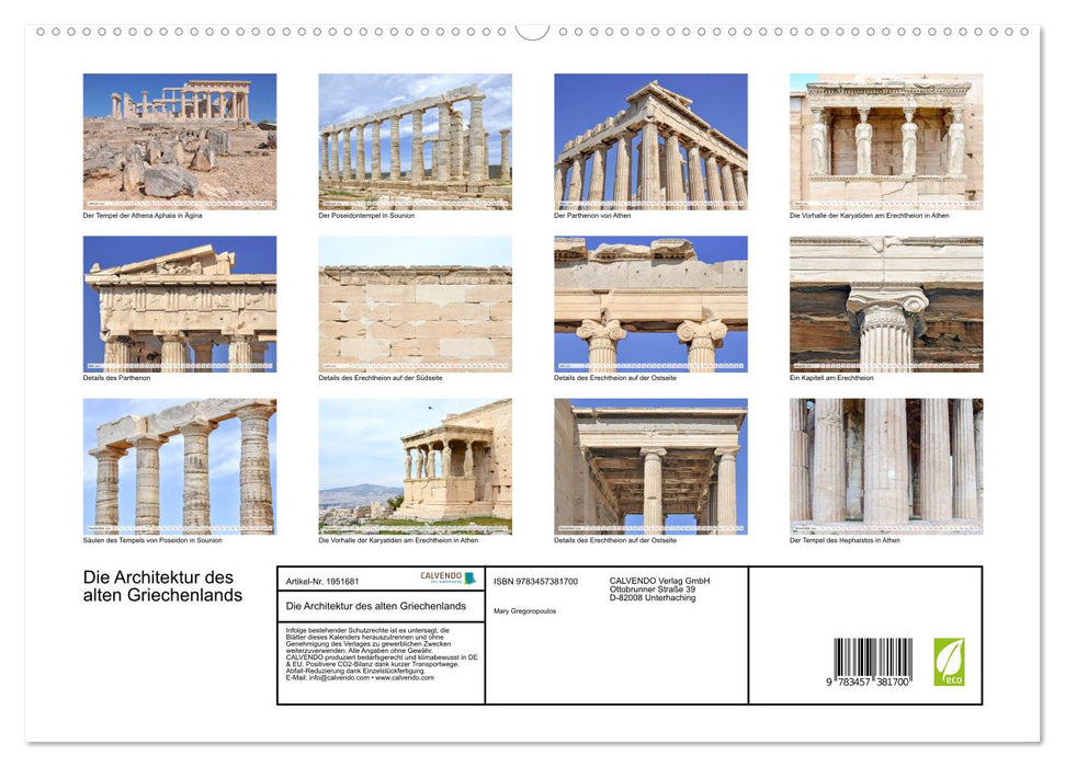 Die Architektur des alten Griechenlands (CALVENDO Premium Wandkalender 2026)