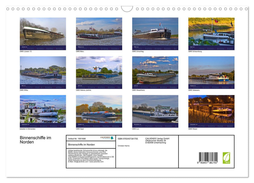 Binnenschiffe im Norden (CALVENDO Wandkalender 2026)