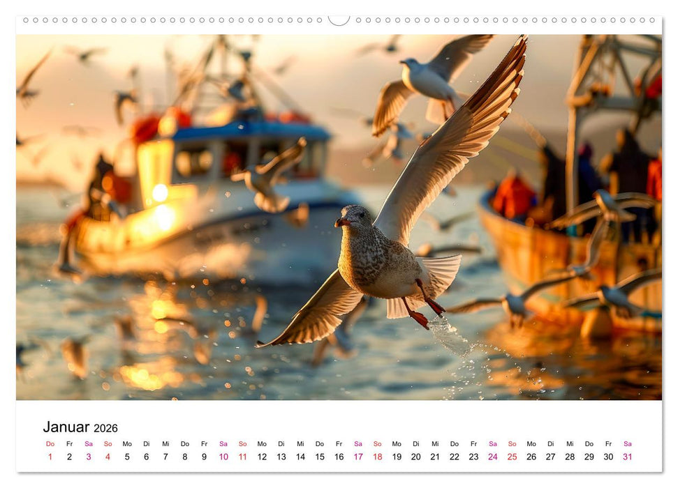 Maritim pur - Möwen (CALVENDO Premium Wandkalender 2026)