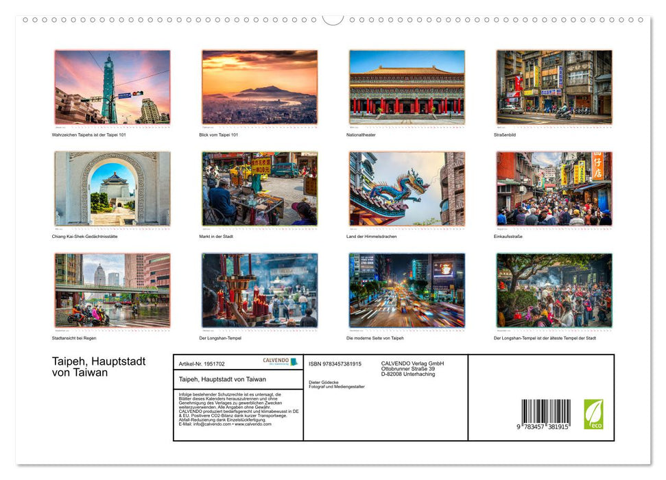 Taipeh, Hauptstadt von Taiwan (CALVENDO Premium Wandkalender 2026)