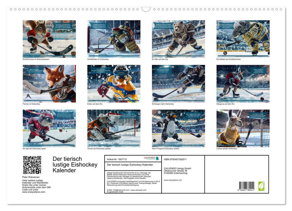 Der tierisch lustige Eishockey Kalender (CALVENDO Wandkalender 2026)