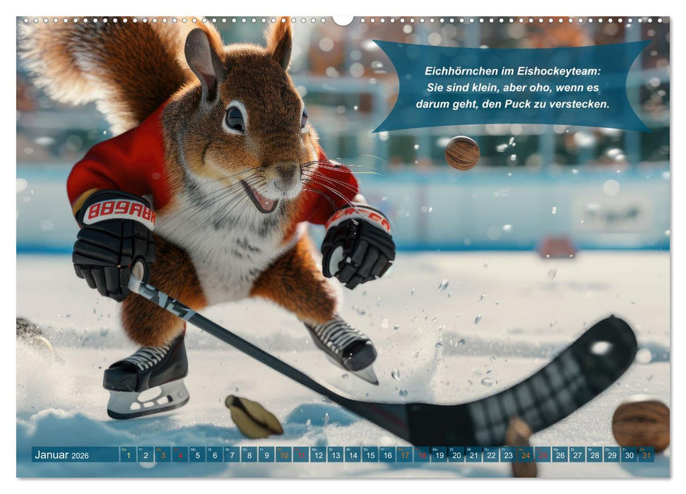 Der tierisch lustige Eishockey Kalender (CALVENDO Wandkalender 2026)