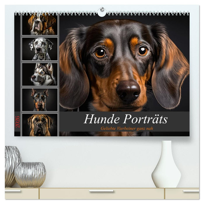 Hunde Porträts (CALVENDO Premium Wandkalender 2026)