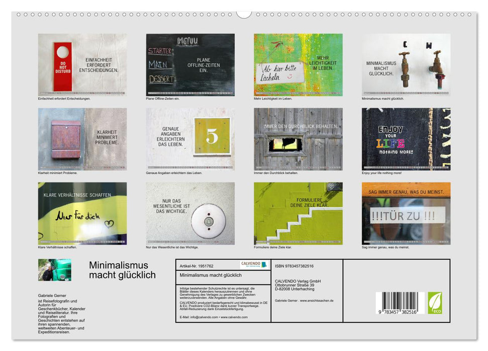 Minimalismus macht glücklich (CALVENDO Premium Wandkalender 2026)