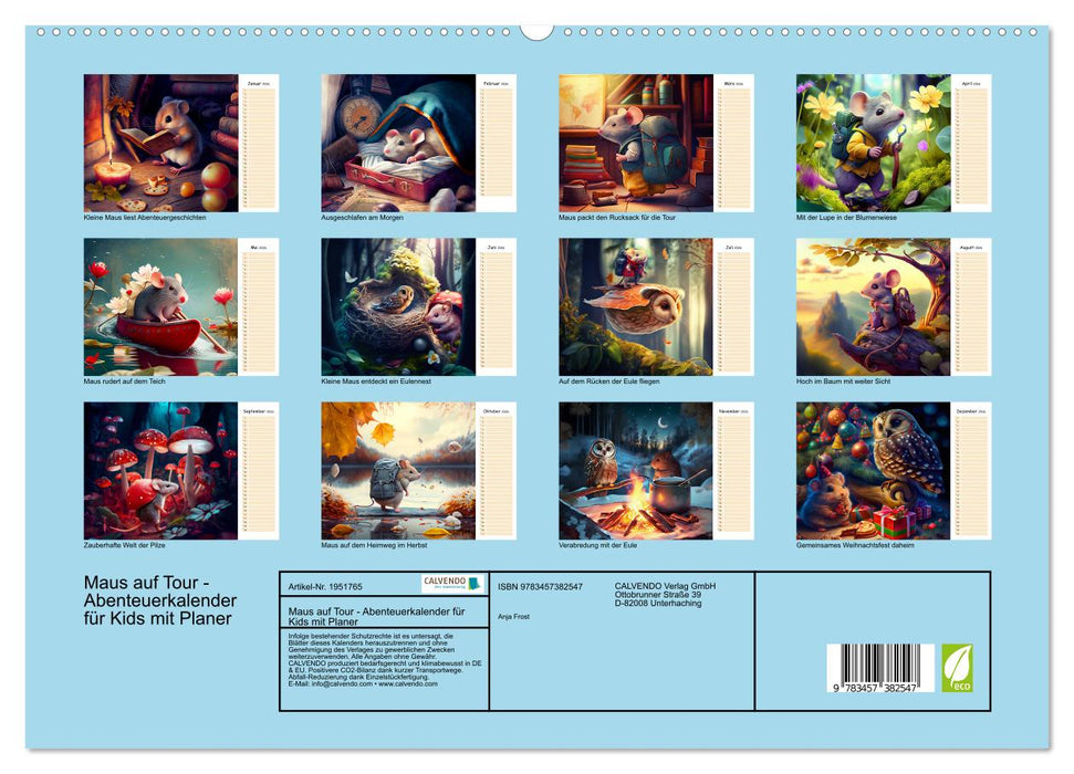 Maus auf Tour - Abenteuerkalender für Kids mit Planer (CALVENDO Premium Wandkalender 2026)
