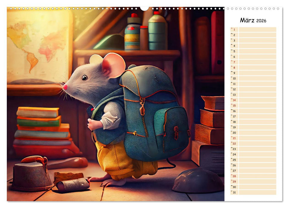 Maus auf Tour - Abenteuerkalender für Kids mit Planer (CALVENDO Premium Wandkalender 2026)