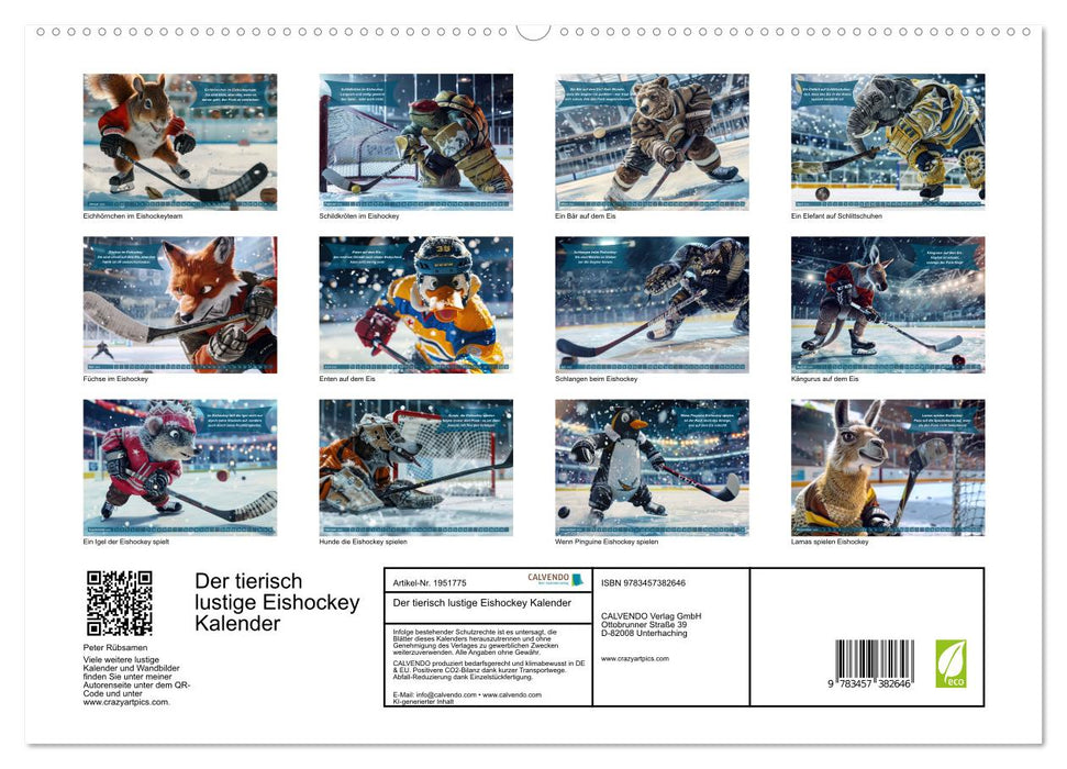 Der tierisch lustige Eishockey Kalender (CALVENDO Premium Wandkalender 2026)