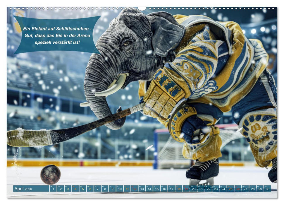 Der tierisch lustige Eishockey Kalender (CALVENDO Premium Wandkalender 2026)